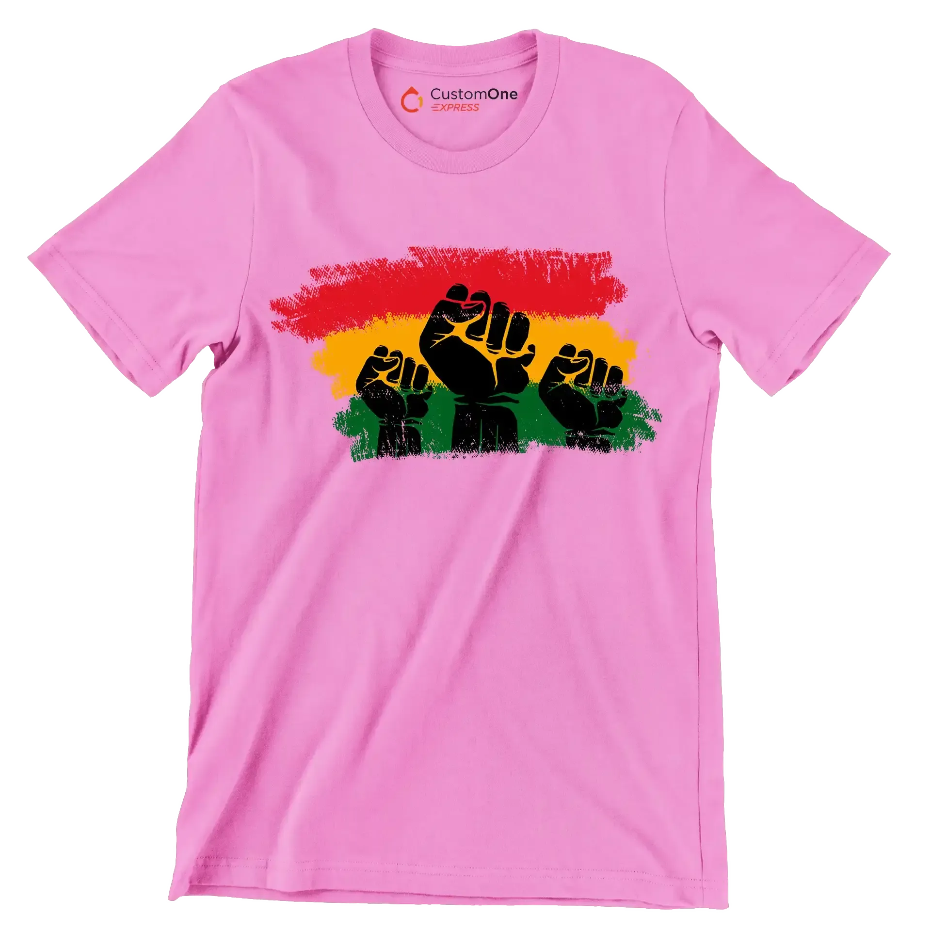 Raised Fists Pan African Flag - Martin Luther King T-Shirt-Pink-S-Custom One Express