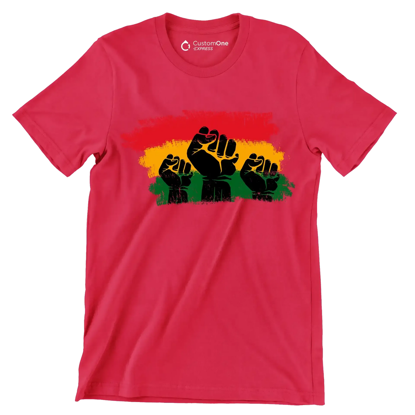 Raised Fists Pan African Flag - Martin Luther King T-Shirt-Red-S-Custom One Express