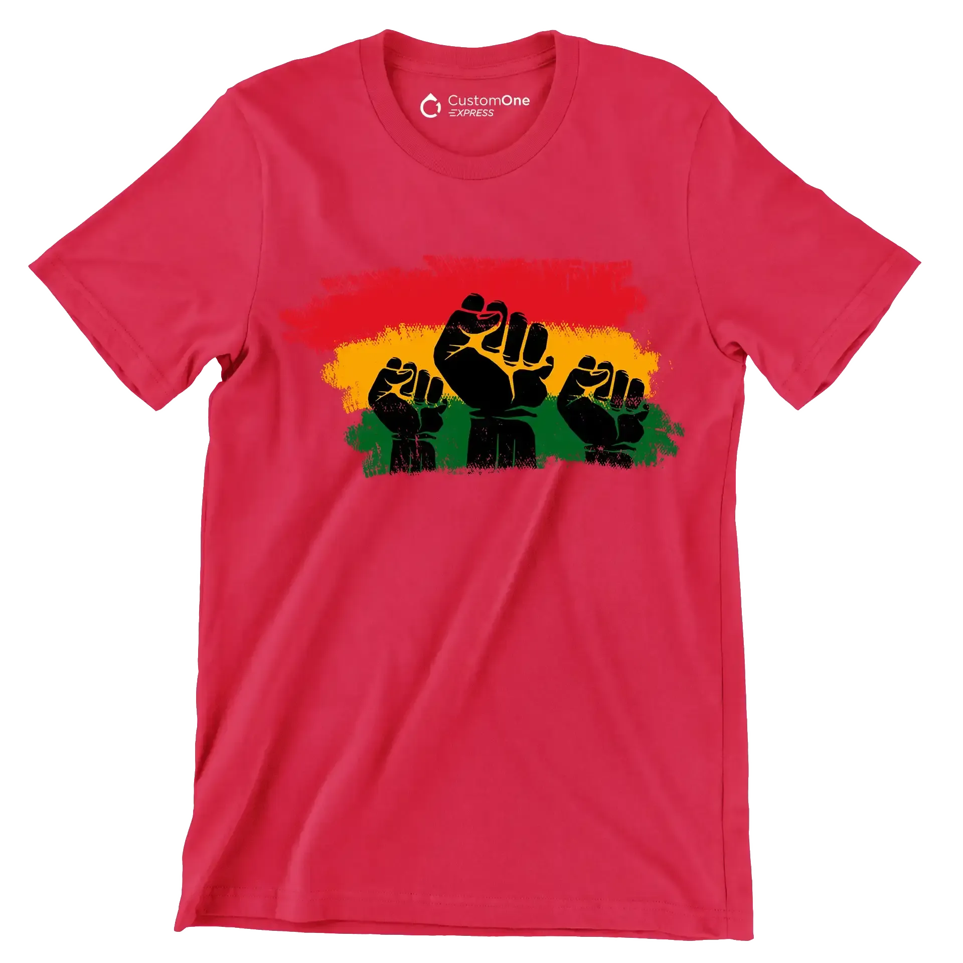 Raised Fists Pan African Flag - Martin Luther King T-Shirt-Red-S-Custom One Express