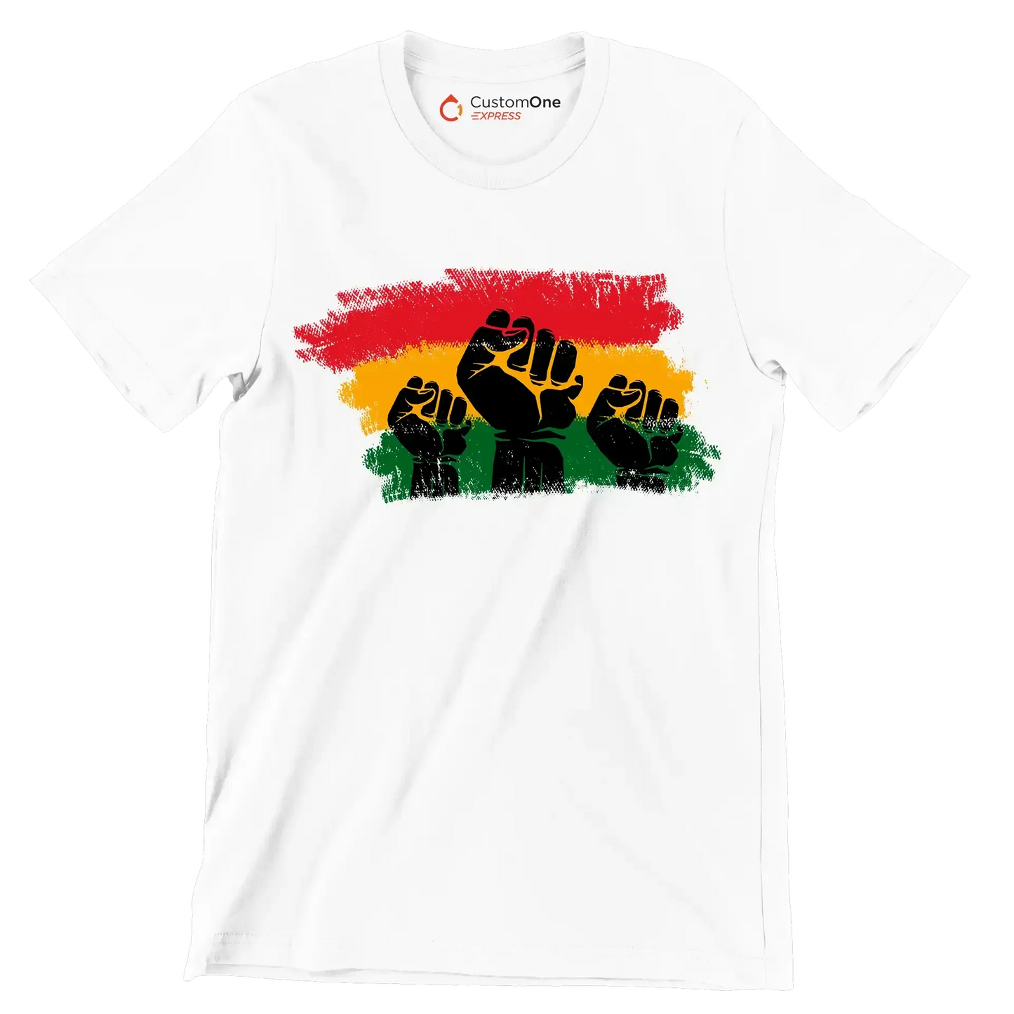 Raised Fists Pan African Flag - Martin Luther King T-Shirt-White-S-Custom One Express