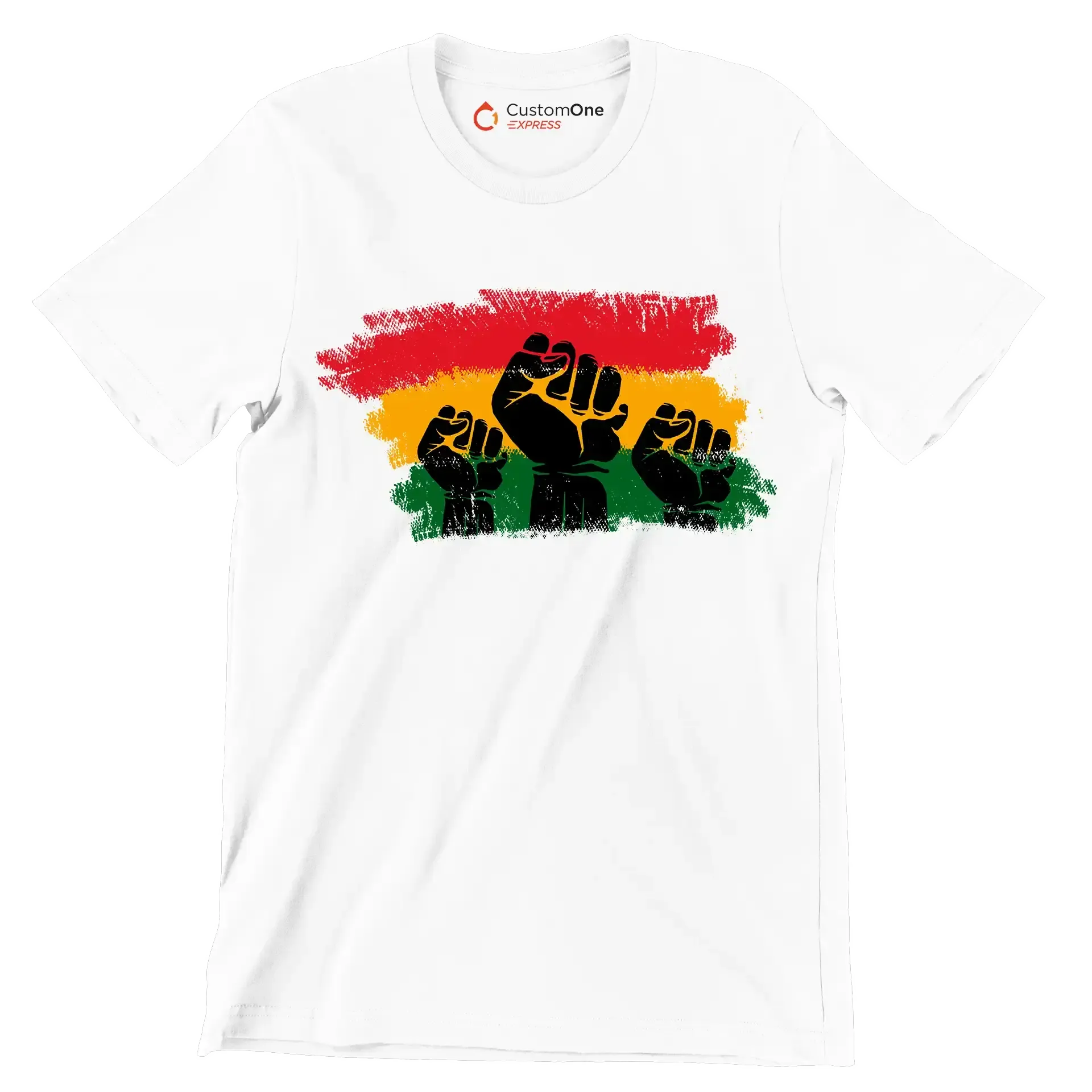 Raised Fists Pan African Flag - Martin Luther King T-Shirt-White-S-Custom One Express