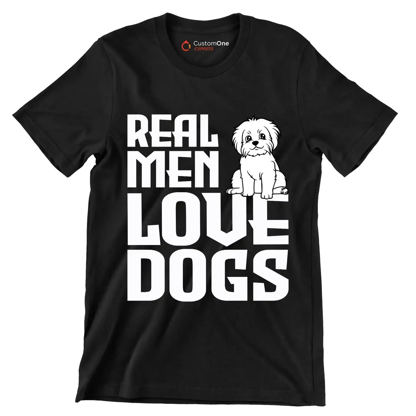 Real men love dogs - Dog Themed T-Shirt-Black-S-Custom One Express