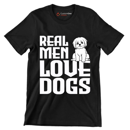 Real men love dogs - Dog Themed T-Shirt-Black-S-Custom One Express