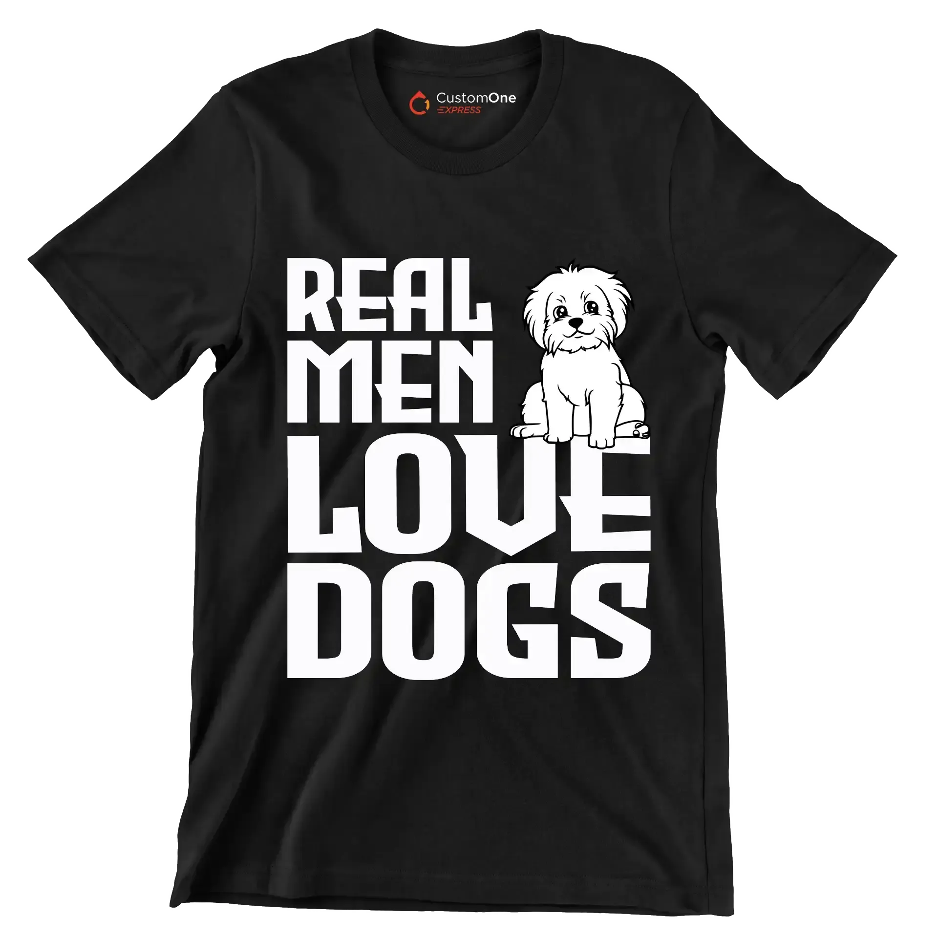 Real men love dogs - Dog Themed T-Shirt-Black-S-Custom One Express