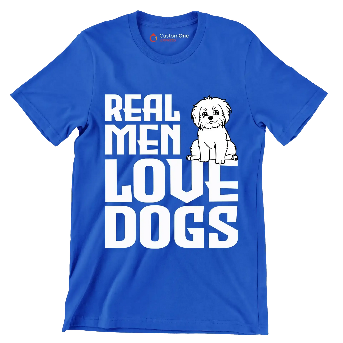 Real men love dogs - Dog Themed T-Shirt-Blue-S-Custom One Express