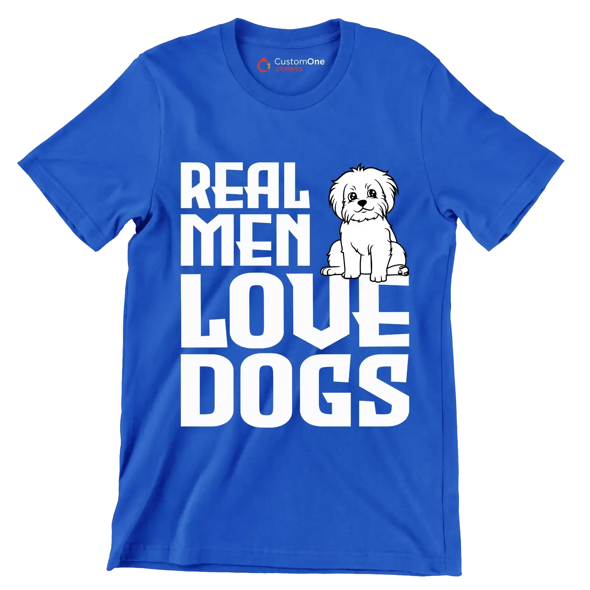 Real men love dogs - Dog Themed T-Shirt-Blue-S-Custom One Express