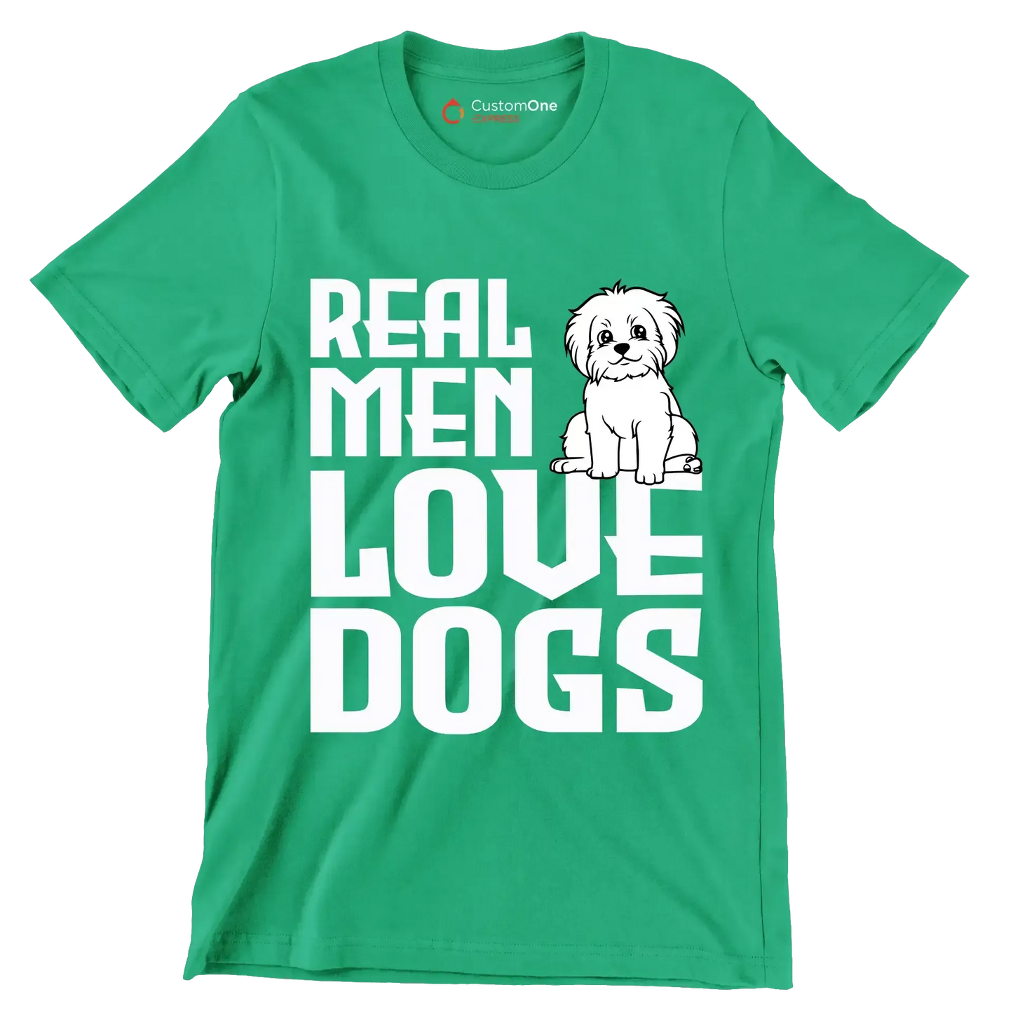 Real men love dogs - Dog Themed T-Shirt-Green-S-Custom One Express