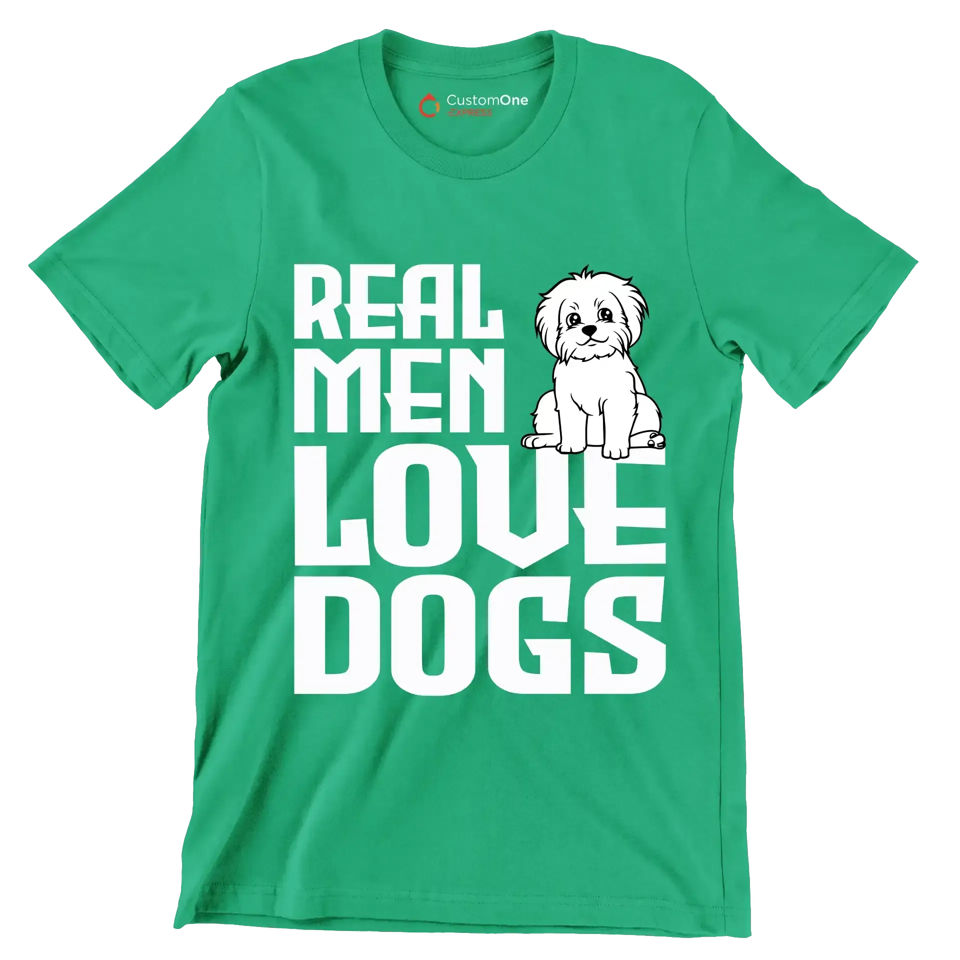 Real men love dogs - Dog Themed T-Shirt-Green-S-Custom One Express