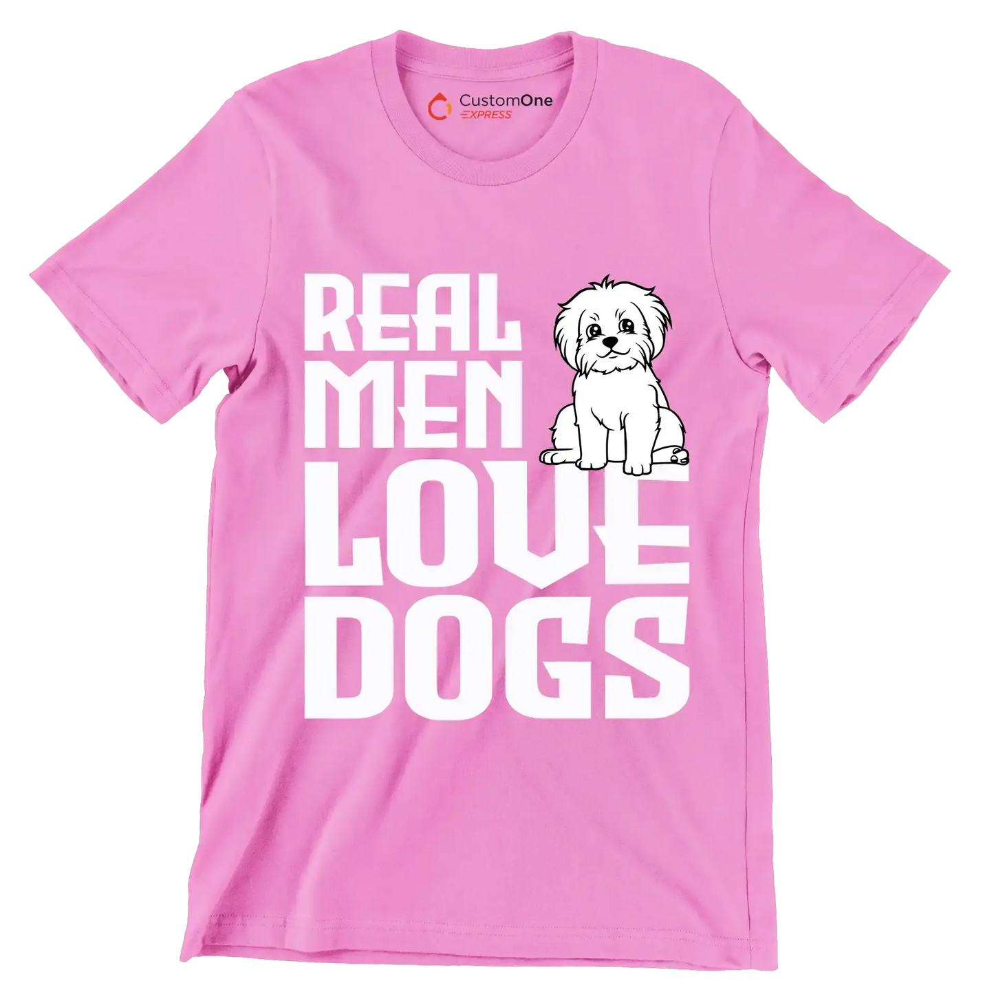 Real men love dogs - Dog Themed T-Shirt-Pink-S-Custom One Express