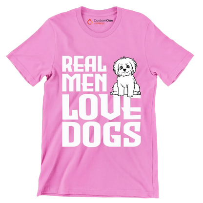 Real men love dogs - Dog Themed T-Shirt-Pink-S-Custom One Express
