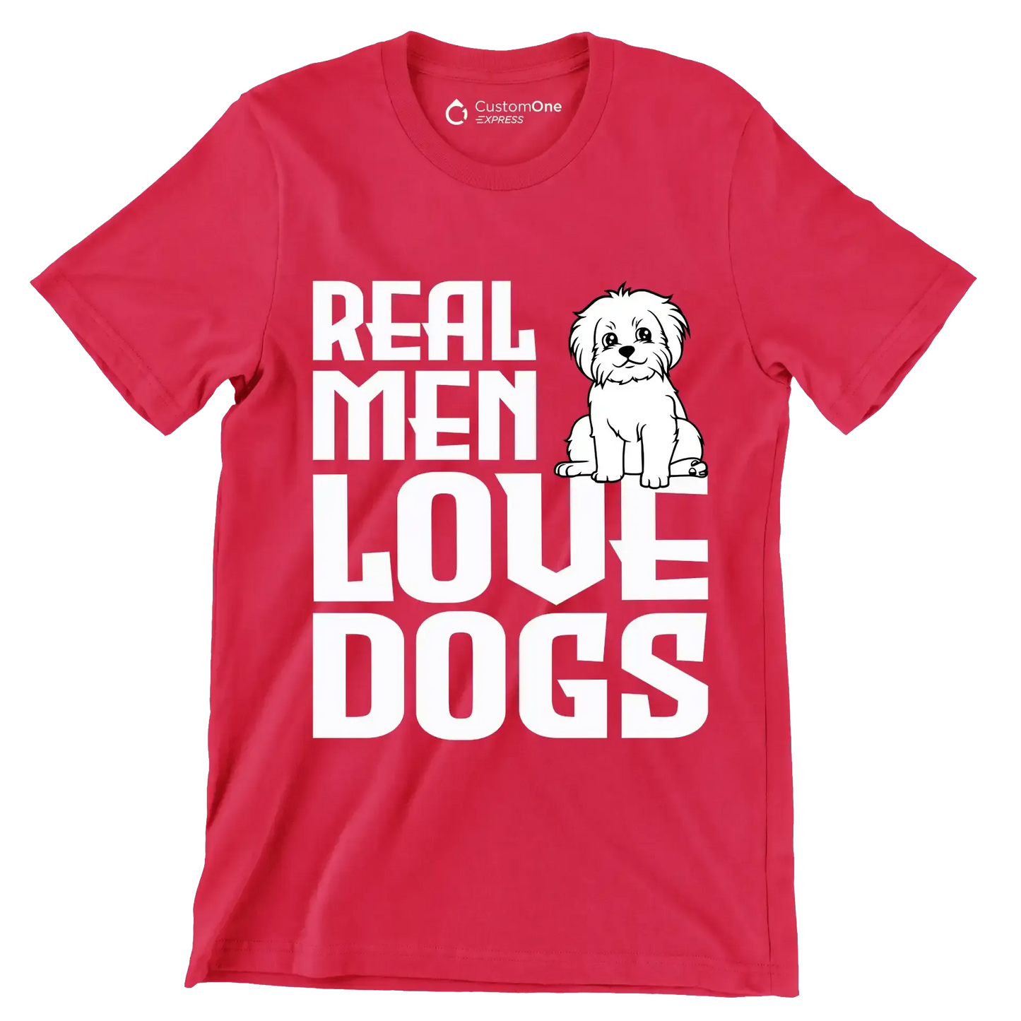 Real men love dogs - Dog Themed T-Shirt-Red-S-Custom One Express