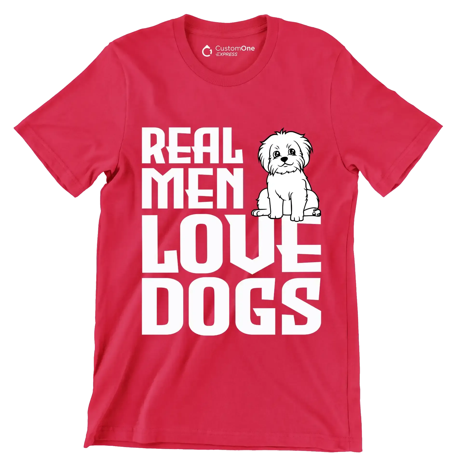Real men love dogs - Dog Themed T-Shirt-Red-S-Custom One Express