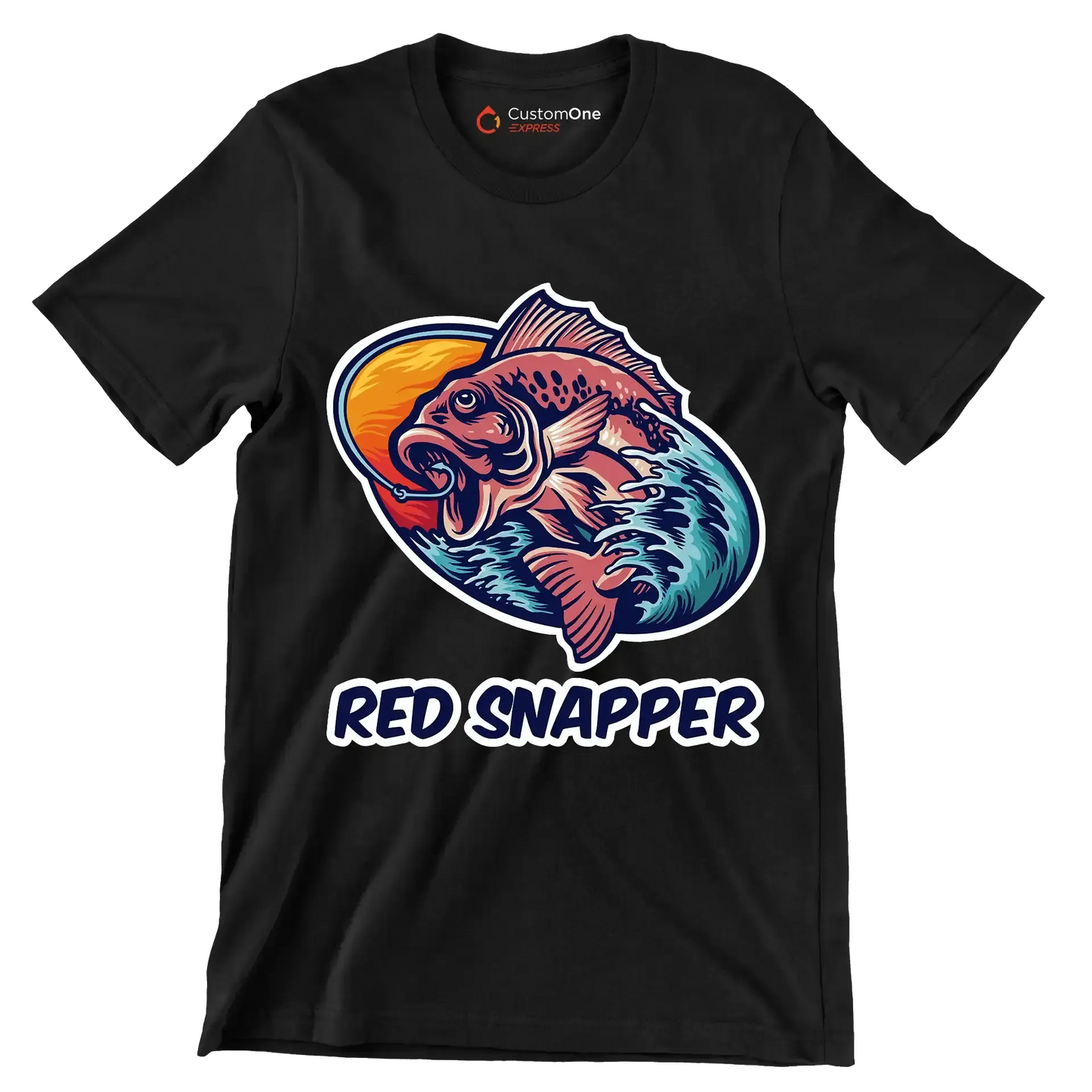 Red snapper - Fishing Themed T-Shirt-Black-S-Custom One Express