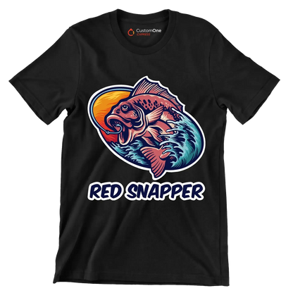 Red snapper - Fishing Themed T-Shirt-Black-S-Custom One Express