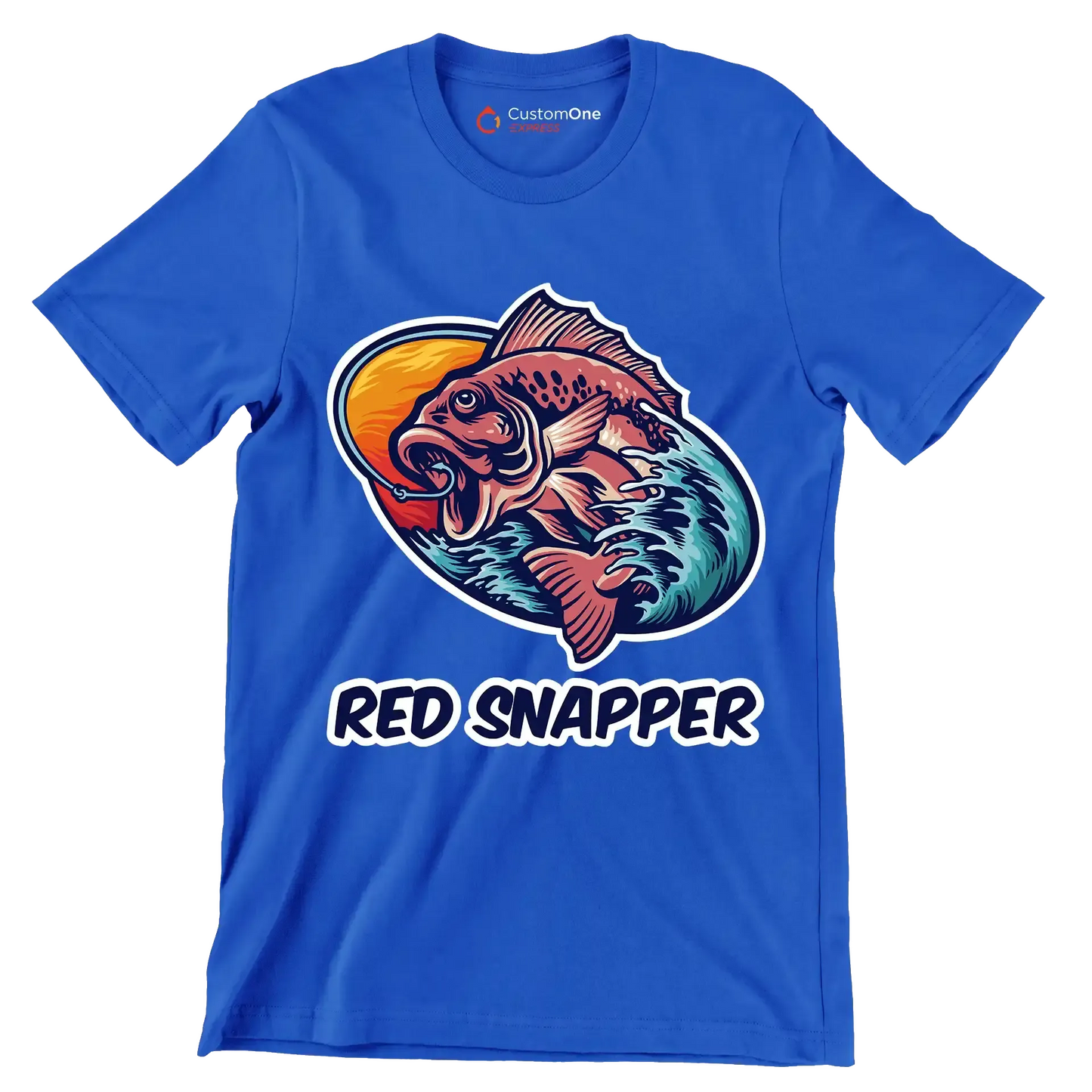 Red snapper - Fishing Themed T-Shirt-Blue-S-Custom One Express