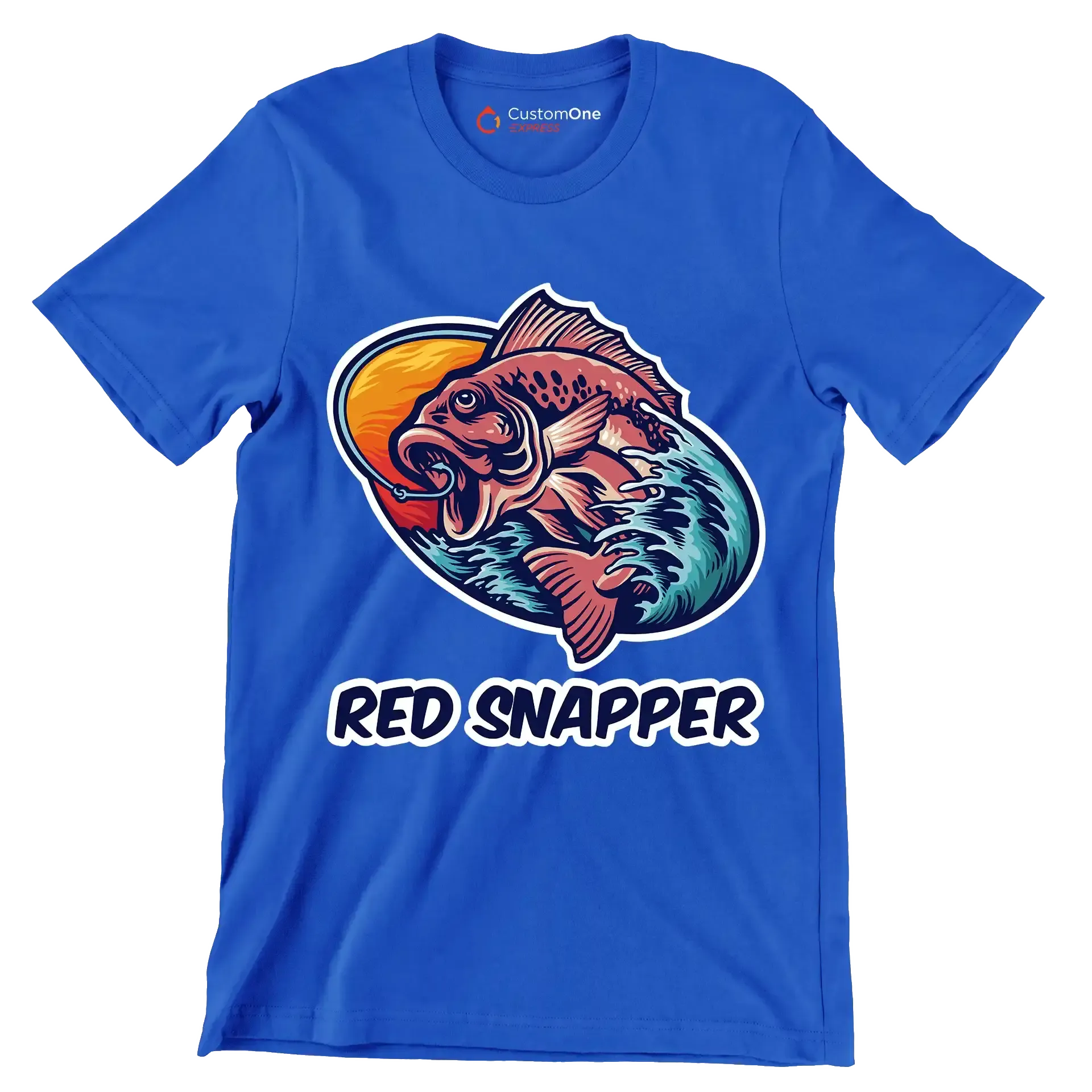 Red snapper - Fishing Themed T-Shirt-Blue-S-Custom One Express