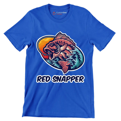 Red snapper - Fishing Themed T-Shirt-Blue-S-Custom One Express