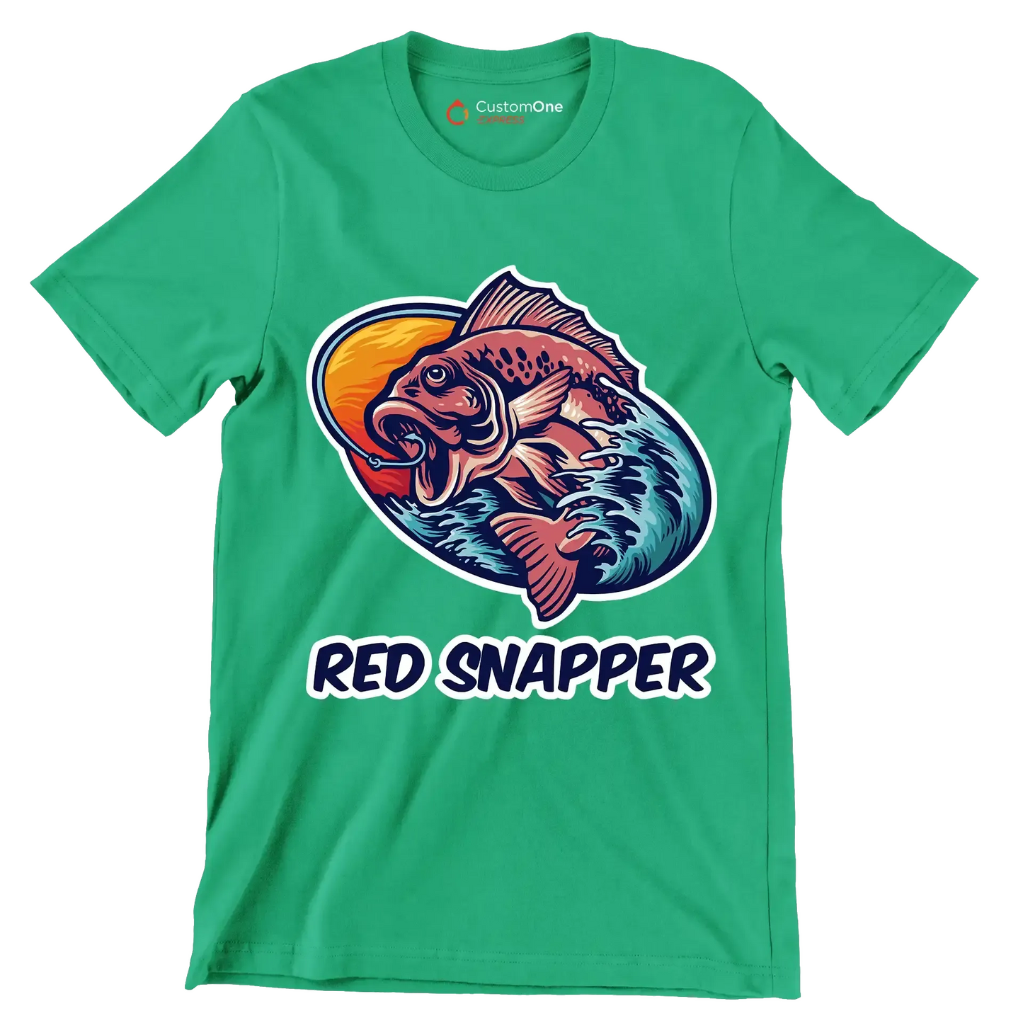 Red snapper - Fishing Themed T-Shirt-Green-S-Custom One Express