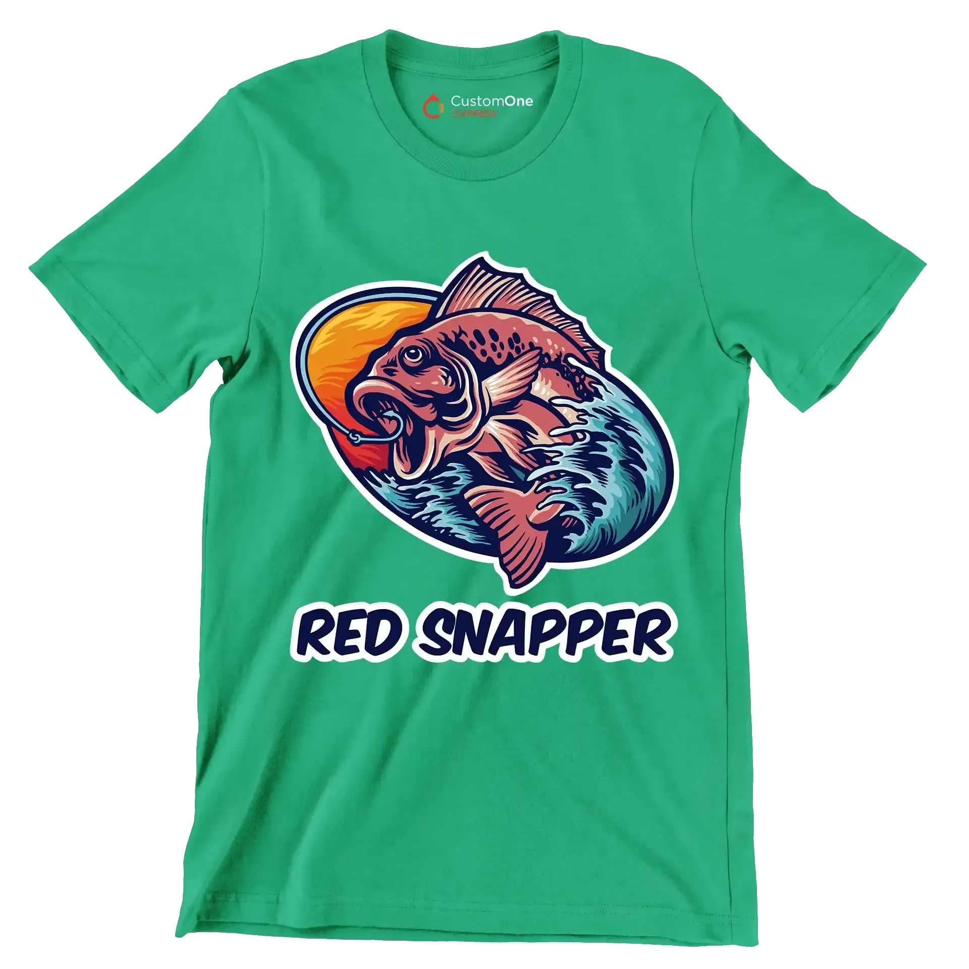 Red snapper - Fishing Themed T-Shirt-Green-S-Custom One Express
