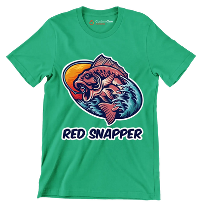 Red snapper - Fishing Themed T-Shirt-Green-S-Custom One Express