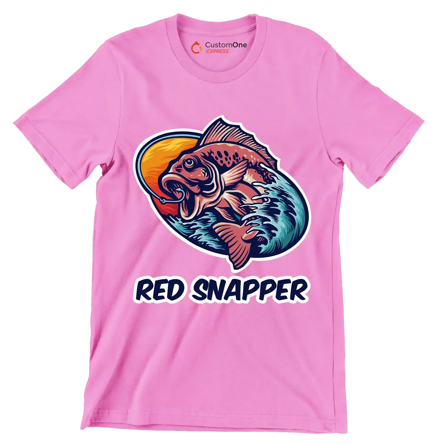 Red snapper - Fishing Themed T-Shirt-Pink-S-Custom One Express