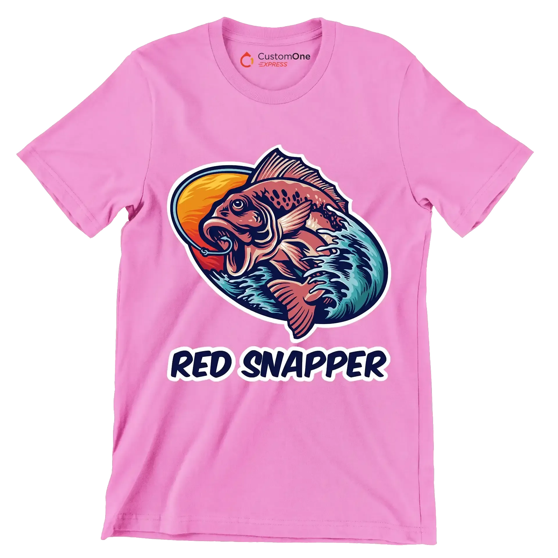Red snapper - Fishing Themed T-Shirt-Pink-S-Custom One Express