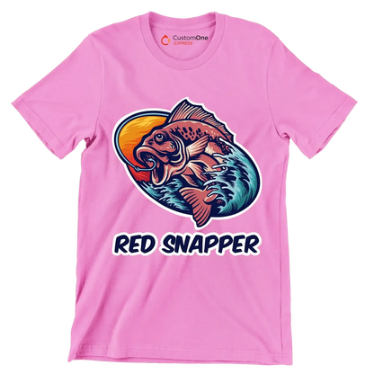 Red snapper - Fishing Themed T-Shirt-Pink-S-Custom One Express