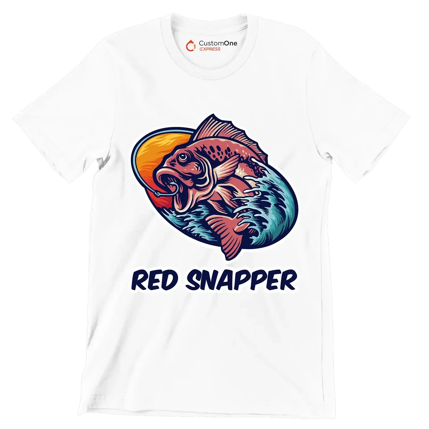 Red snapper - Fishing Themed T-Shirt-White-S-Custom One Express