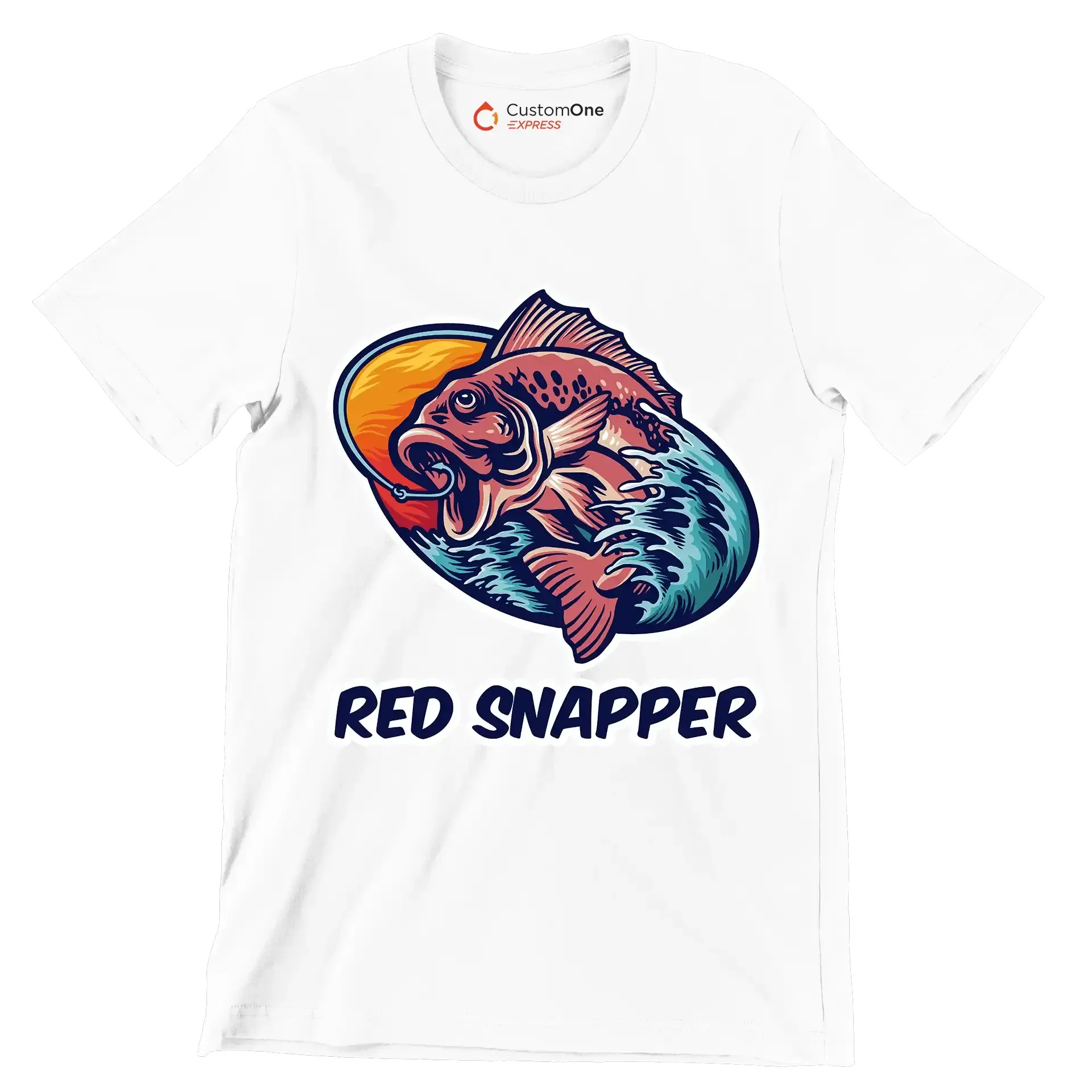 Red snapper - Fishing Themed T-Shirt-White-S-Custom One Express