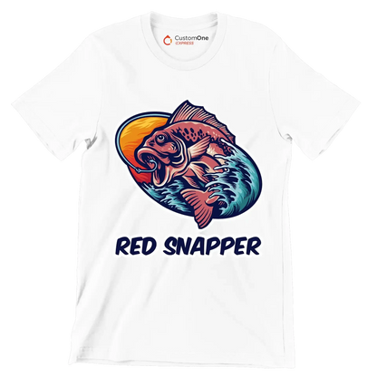 Red snapper - Fishing Themed T-Shirt-White-S-Custom One Express