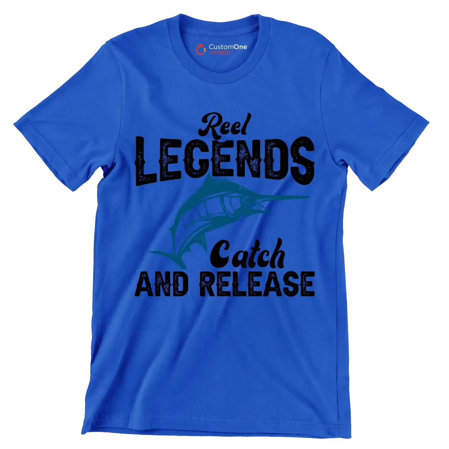 Reel legends catch and release - Fishing Themed T-Shirt-Blue-S-Custom One Express