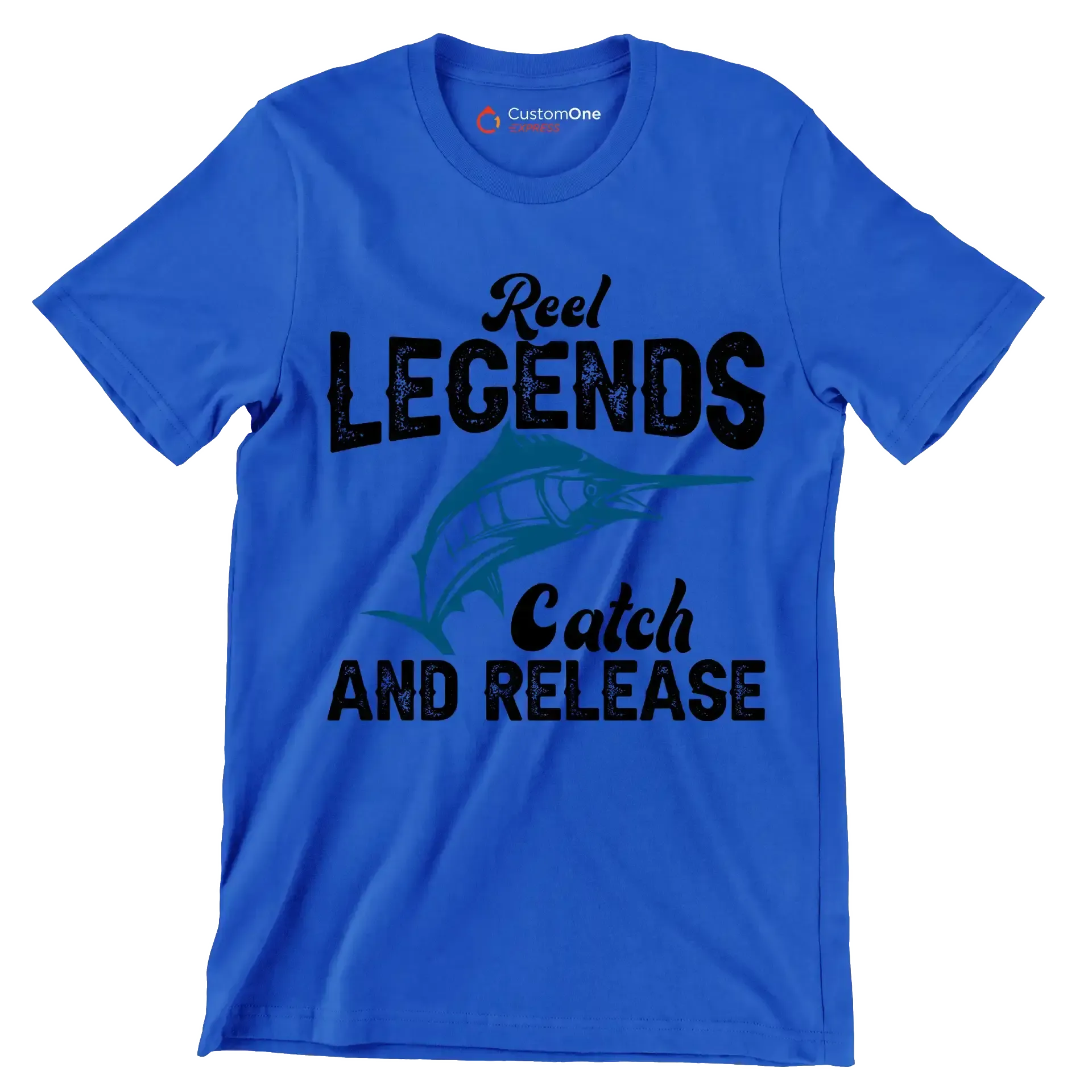 Reel legends catch and release - Fishing Themed T-Shirt-Blue-S-Custom One Express