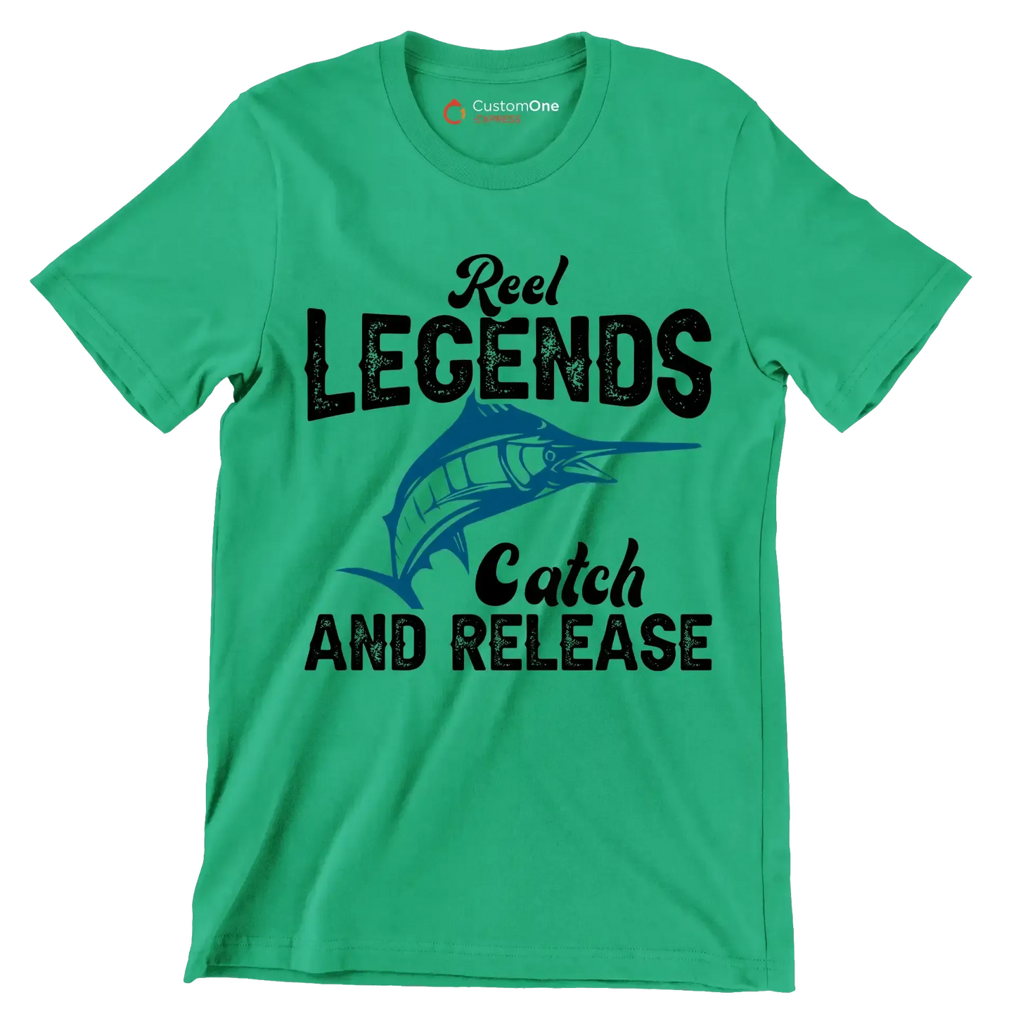 Reel legends catch and release - Fishing Themed T-Shirt-Green-S-Custom One Express