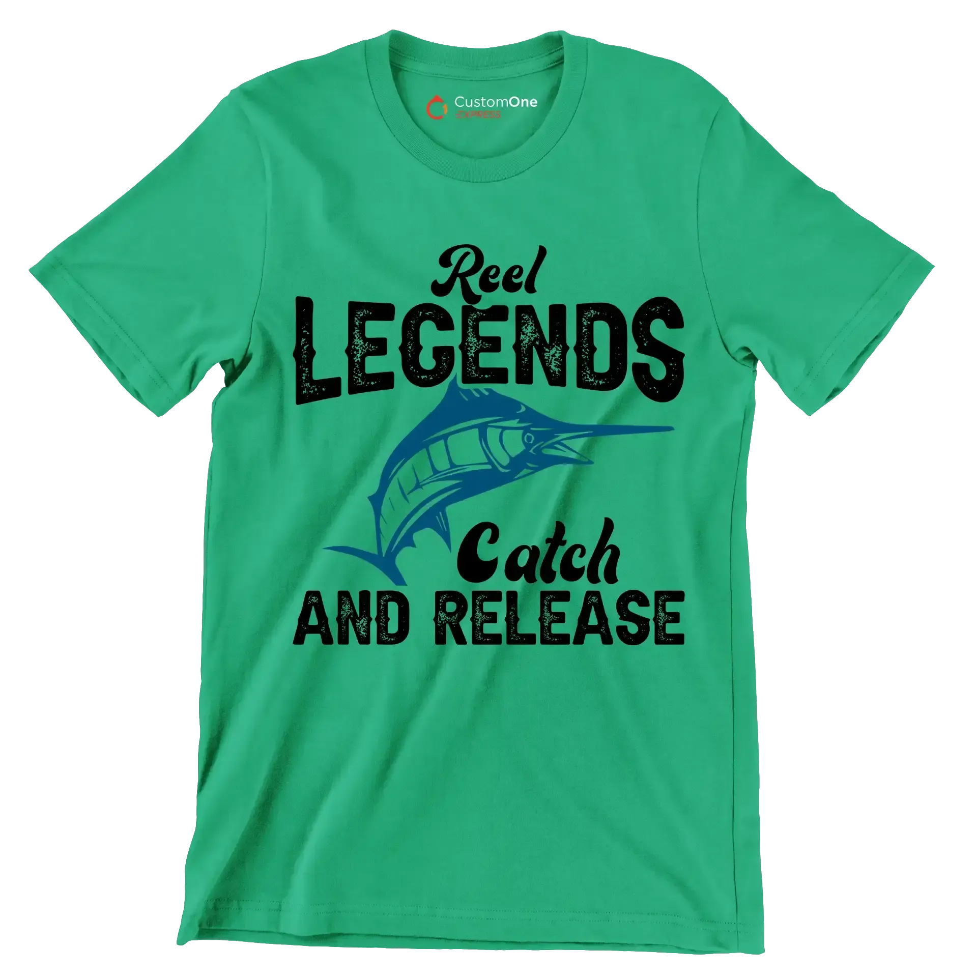 Reel legends catch and release - Fishing Themed T-Shirt-Green-S-Custom One Express