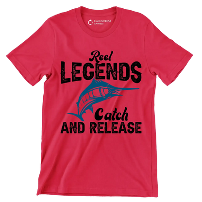 Reel legends catch and release - Fishing Themed T-Shirt-Red-S-Custom One Express