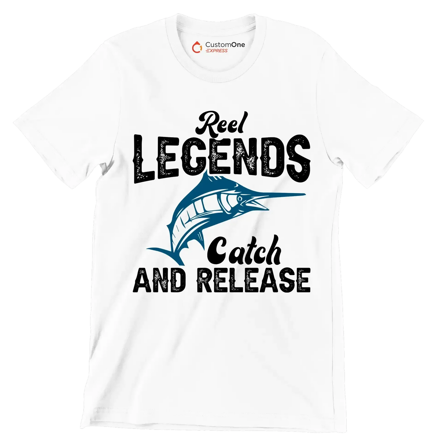 Reel legends catch and release - Fishing Themed T-Shirt-White-S-Custom One Express