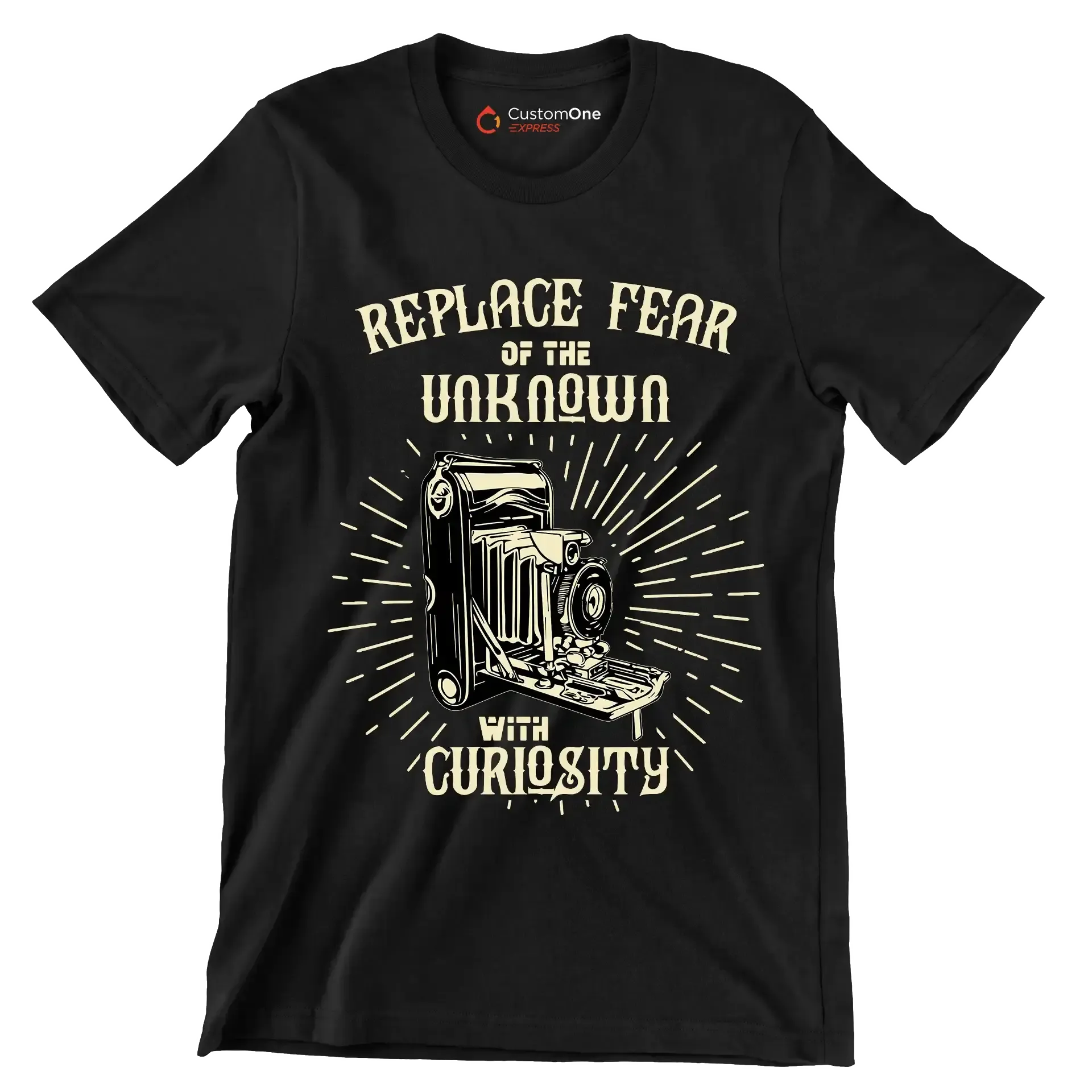 Replace Fear Of The Unknown With Curiosity - Motivational Themed T-Shirt-Black-S-Custom One Express