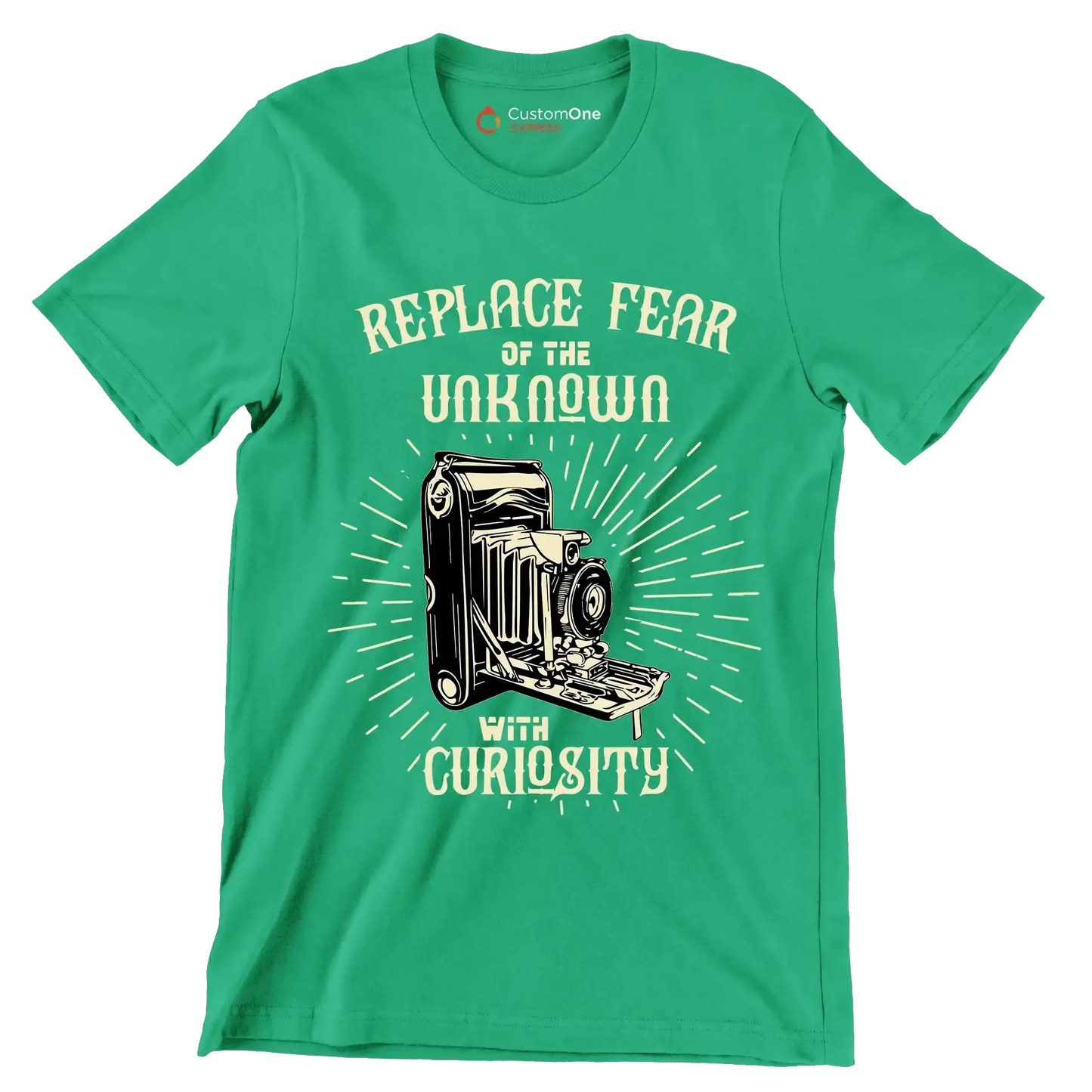 Replace Fear Of The Unknown With Curiosity - Motivational Themed T-Shirt-Green-S-Custom One Express