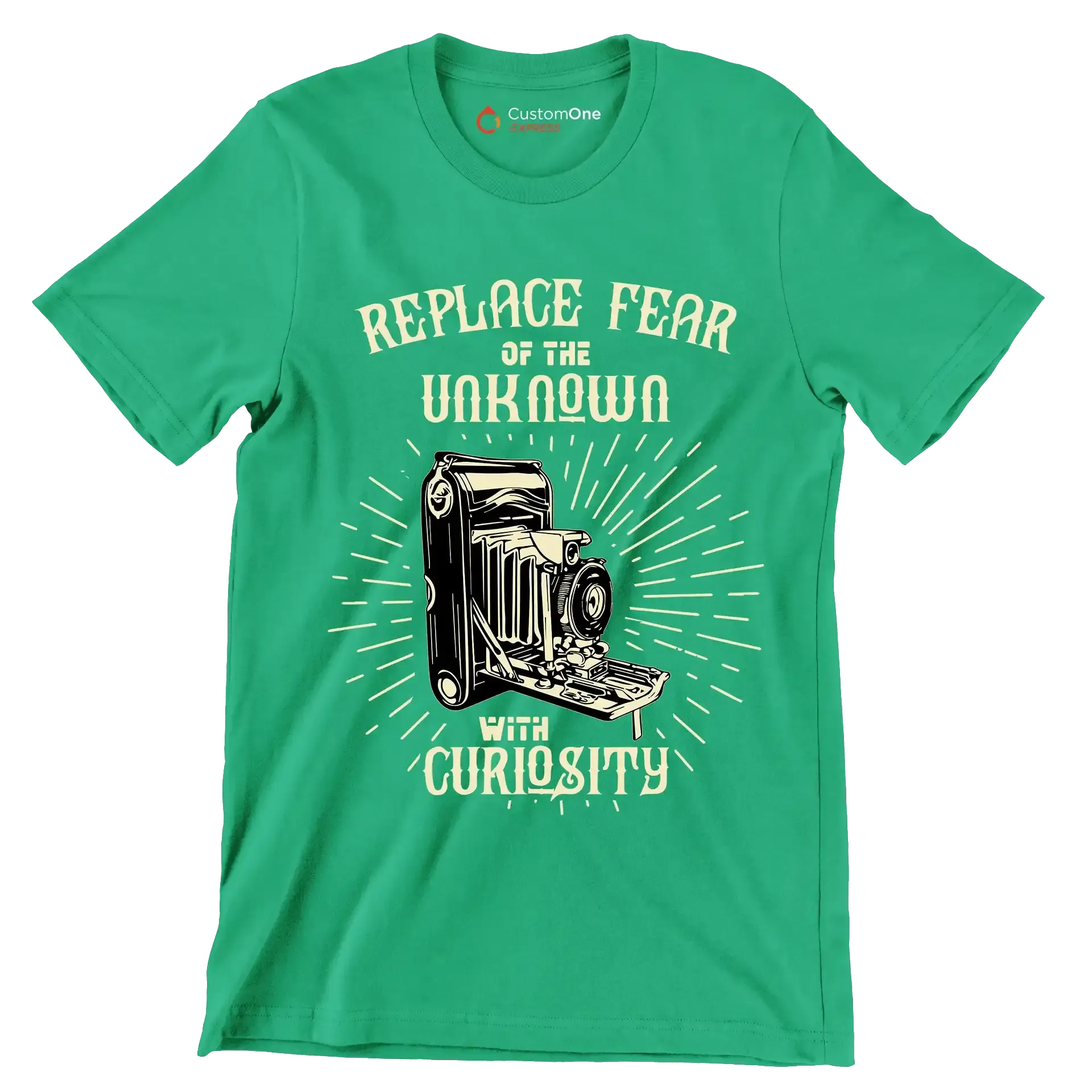 Replace Fear Of The Unknown With Curiosity - Motivational Themed T-Shirt-Green-S-Custom One Express
