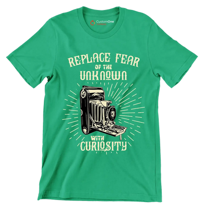 Replace Fear Of The Unknown With Curiosity - Motivational Themed T-Shirt-Green-S-Custom One Express