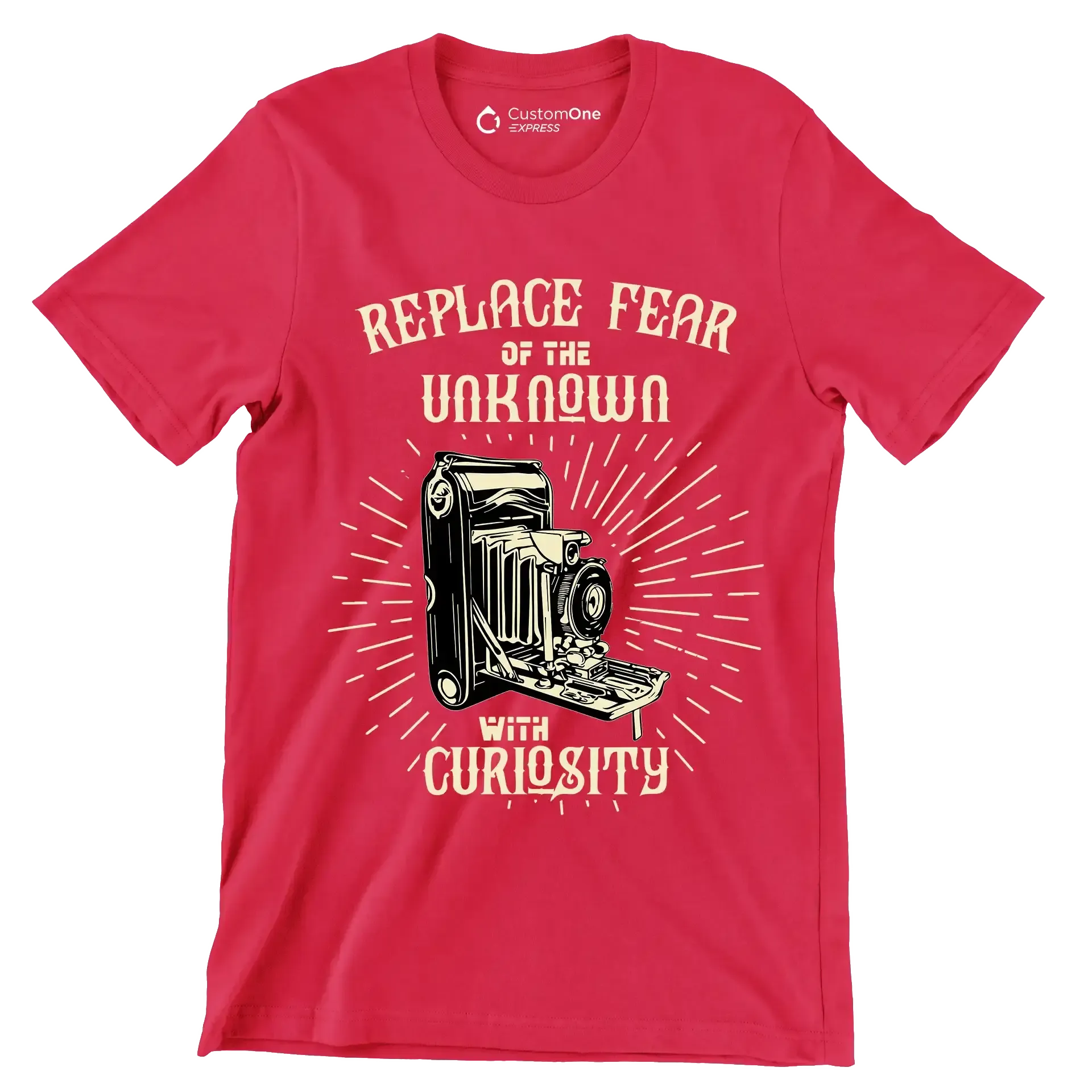 Replace Fear Of The Unknown With Curiosity - Motivational Themed T-Shirt-Red-S-Custom One Express