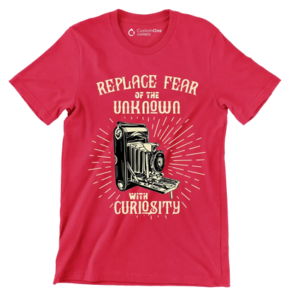 Replace Fear Of The Unknown With Curiosity - Motivational Themed T-Shirt-Red-S-Custom One Express