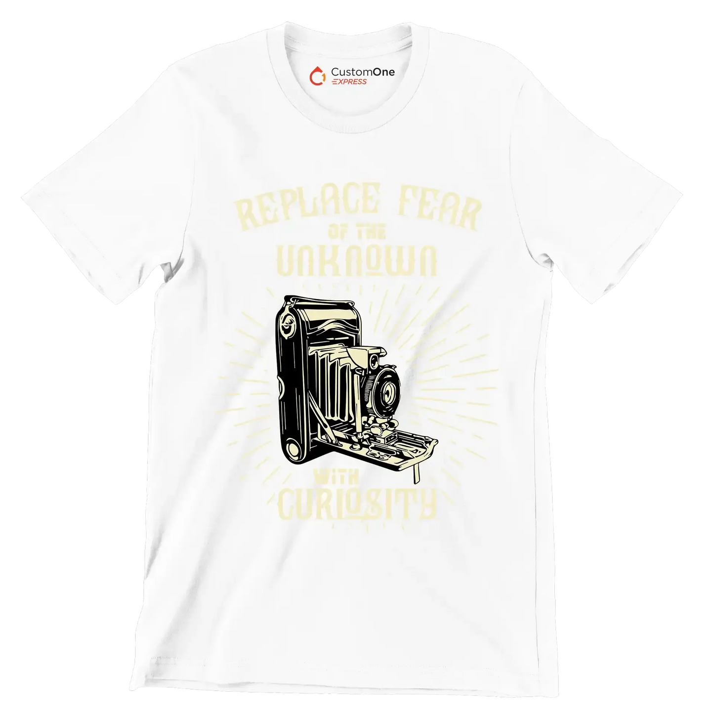 Replace Fear Of The Unknown With Curiosity - Motivational Themed T-Shirt-White-S-Custom One Express