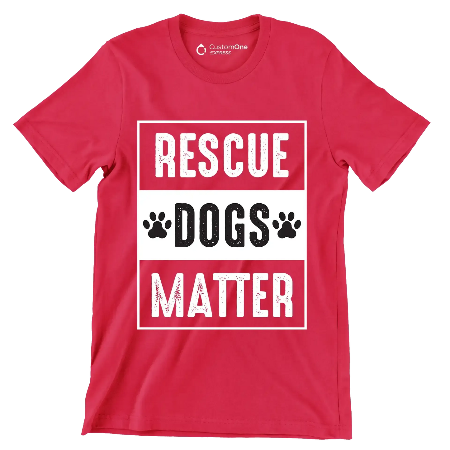 Rescue dogs matter - Dog Themed T-Shirt-Red-S-Custom One Express