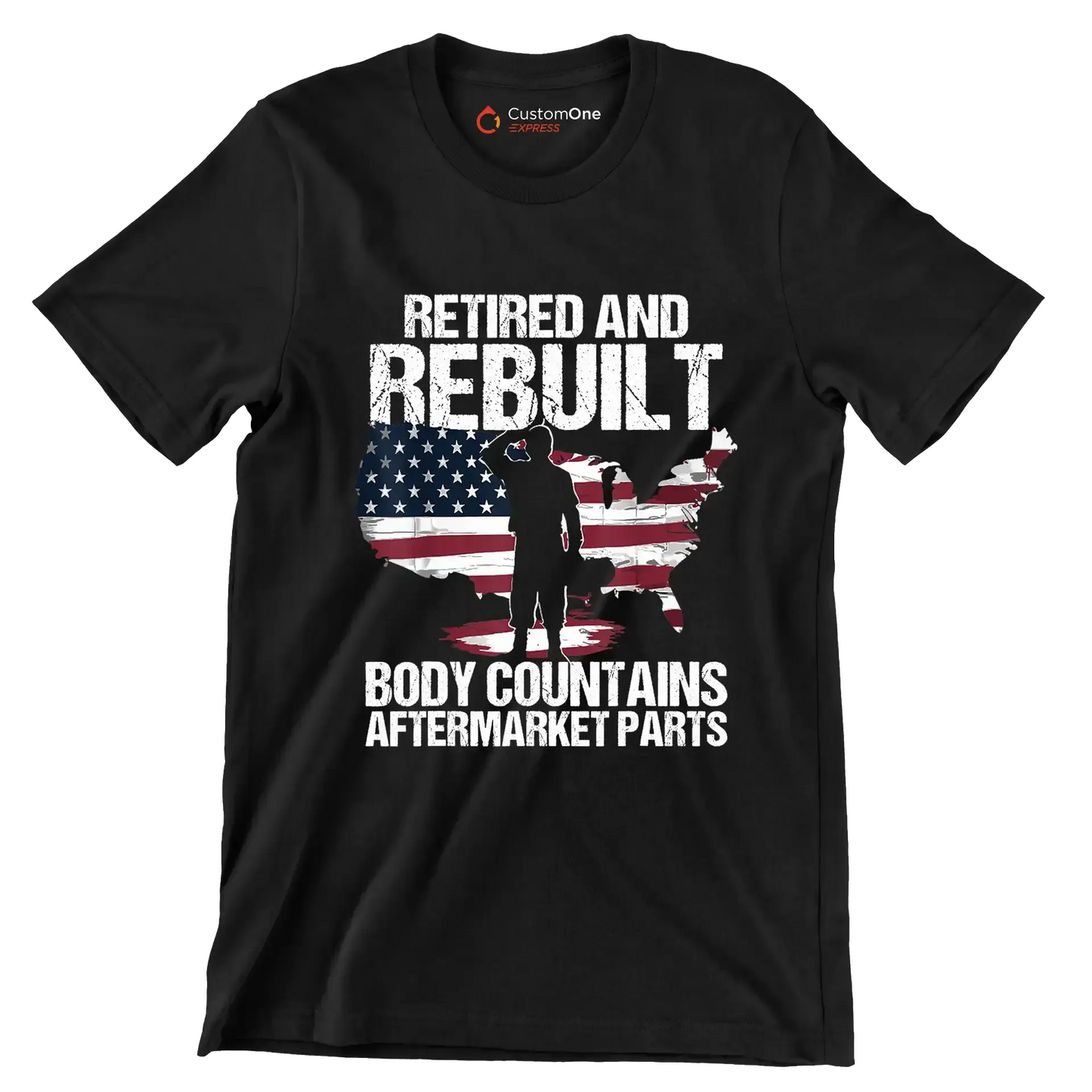 Retired and rebuilt body contains aftermarket parts - Retirement Themed T-Shirt-Black-S-Custom One Express