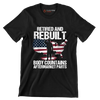 Retired and rebuilt body contains aftermarket parts - Retirement Themed T-Shirt-Black-S-Custom One Express