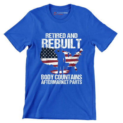 Retired and rebuilt body contains aftermarket parts - Retirement Themed T-Shirt-Blue-S-Custom One Express