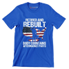 Retired and rebuilt body contains aftermarket parts - Retirement Themed T-Shirt-Blue-S-Custom One Express