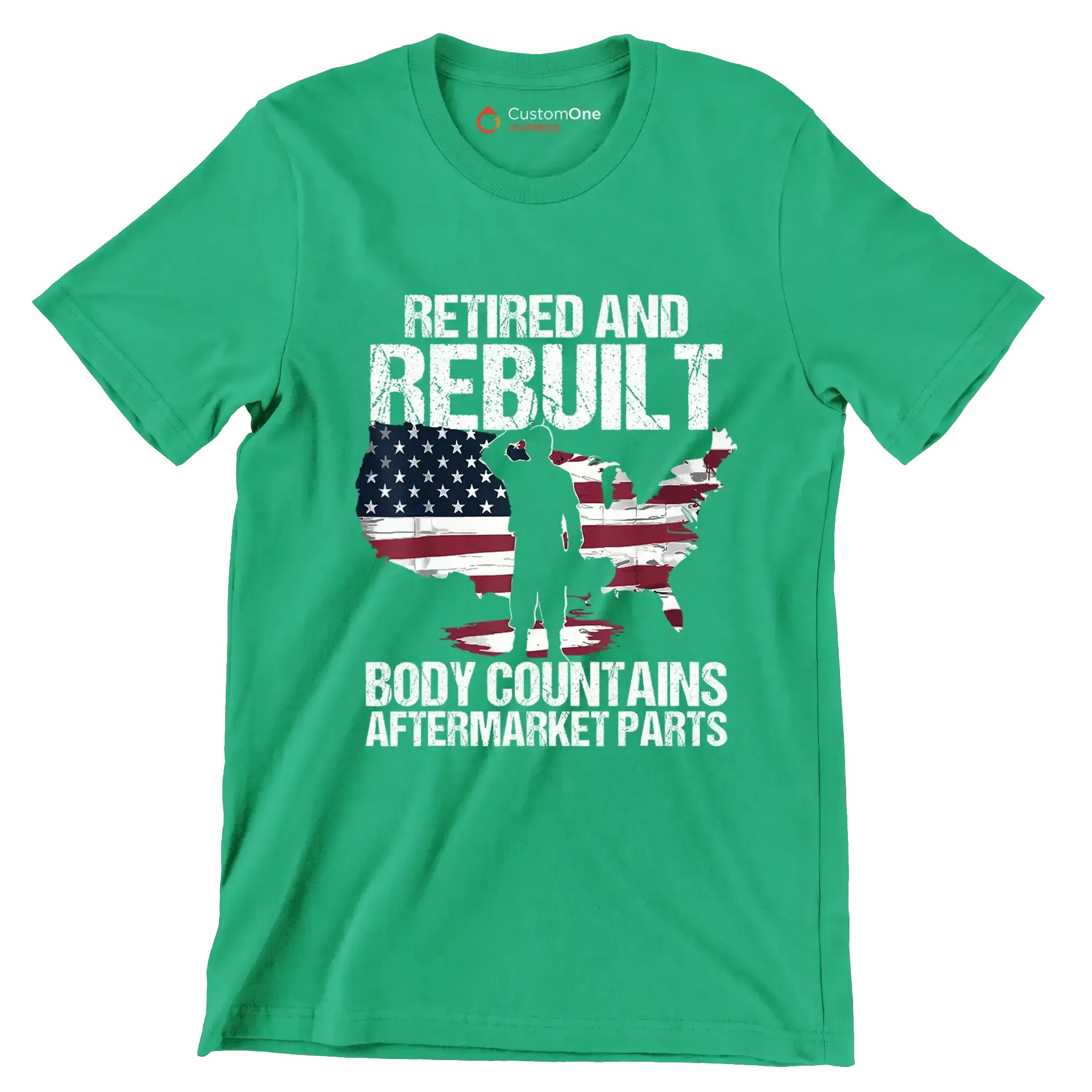 Retired and rebuilt body contains aftermarket parts - Retirement Themed T-Shirt-Green-S-Custom One Express