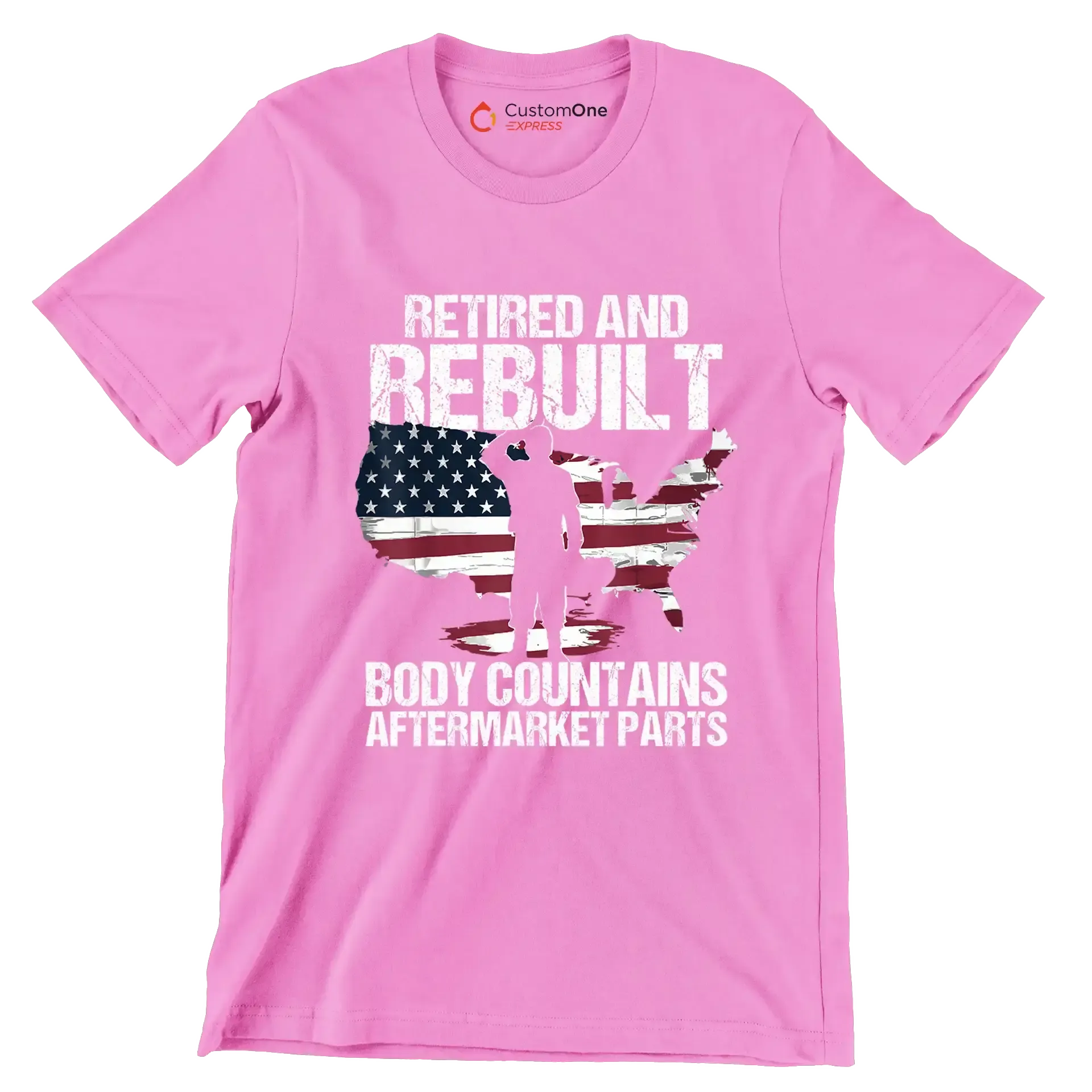 Retired and rebuilt body contains aftermarket parts - Retirement Themed T-Shirt-Pink-S-Custom One Express